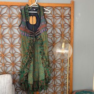 Colorful Sleeveless festival rave Burning Man Ruffle Details outfit